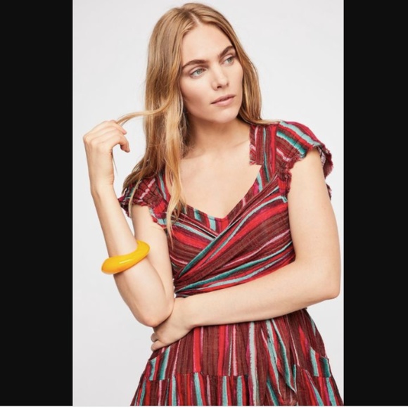 FP One Maia Striped Wrap Mini Dress Red Blue Sash - Picture 2 of 7